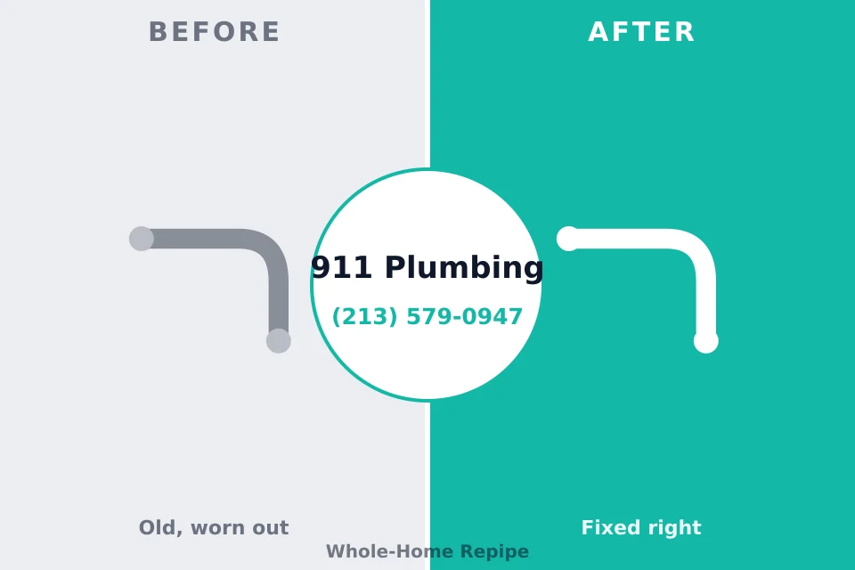 Before and after: plumbing repair Blaine, WA
